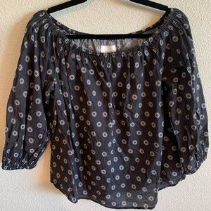MAEVE Anthropologie off-the-shoulder top, size Medium, Color Charcoal